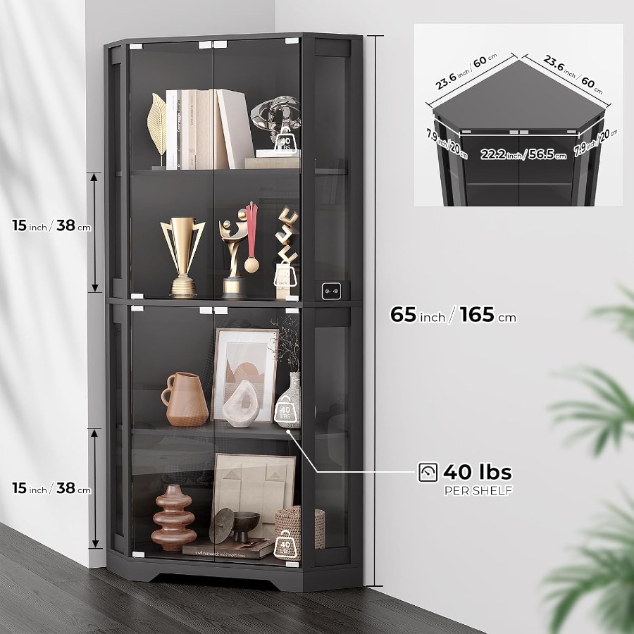 Lighted Corner Display Cabinet - Glass Cabinet Display ulasan dan harga