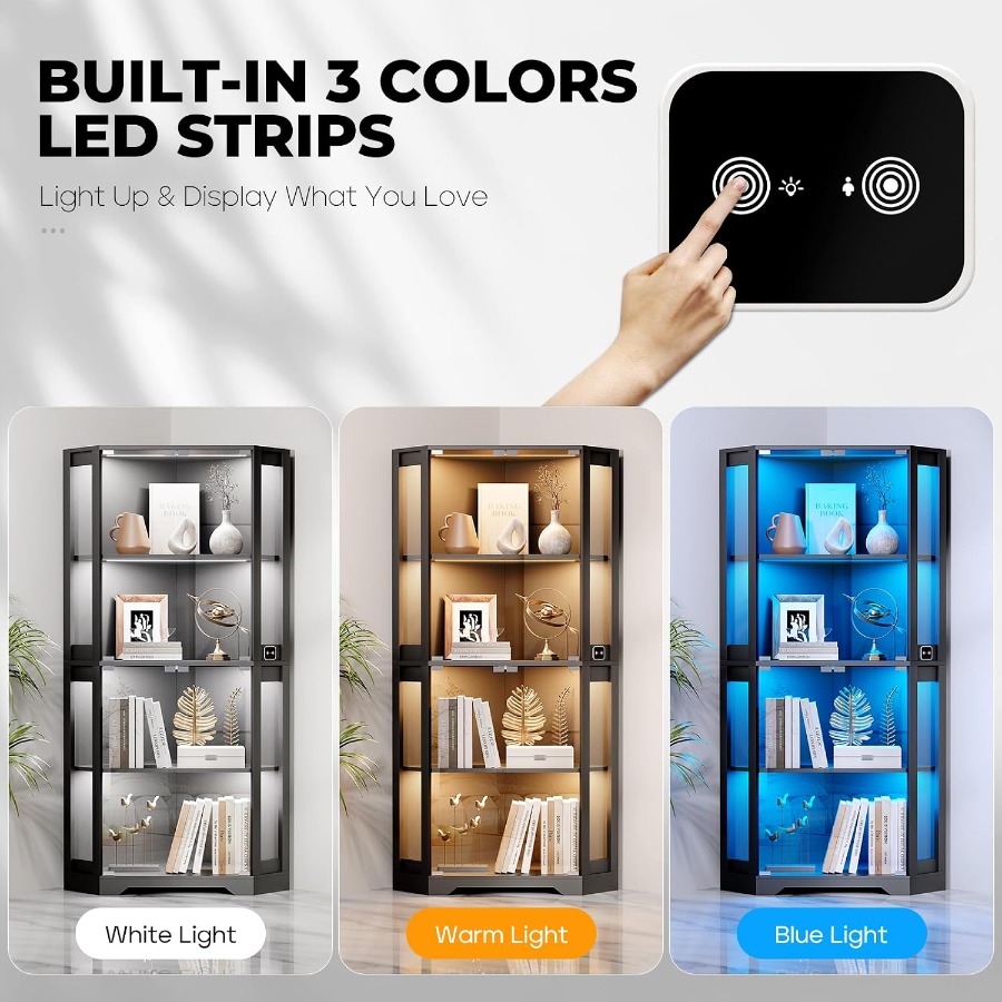 Lighted Corner Display Cabinet - Glass Cabinet Display ulasan dan harga