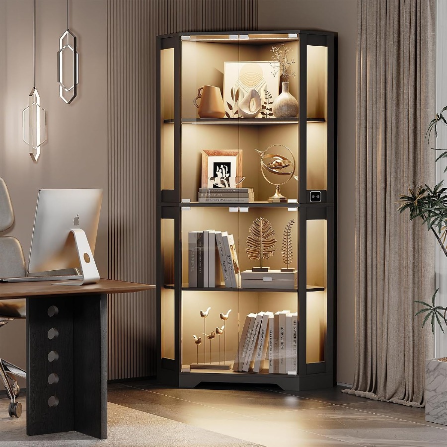 Lighted Corner Display Cabinet - Glass Cabinet Display ulasan dan harga