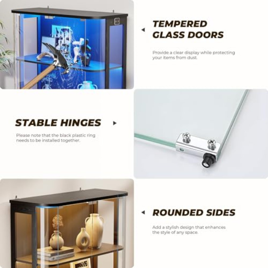3-Tier Rounded Display Cabinet - Glass Cabinet Display ulasan dan harga