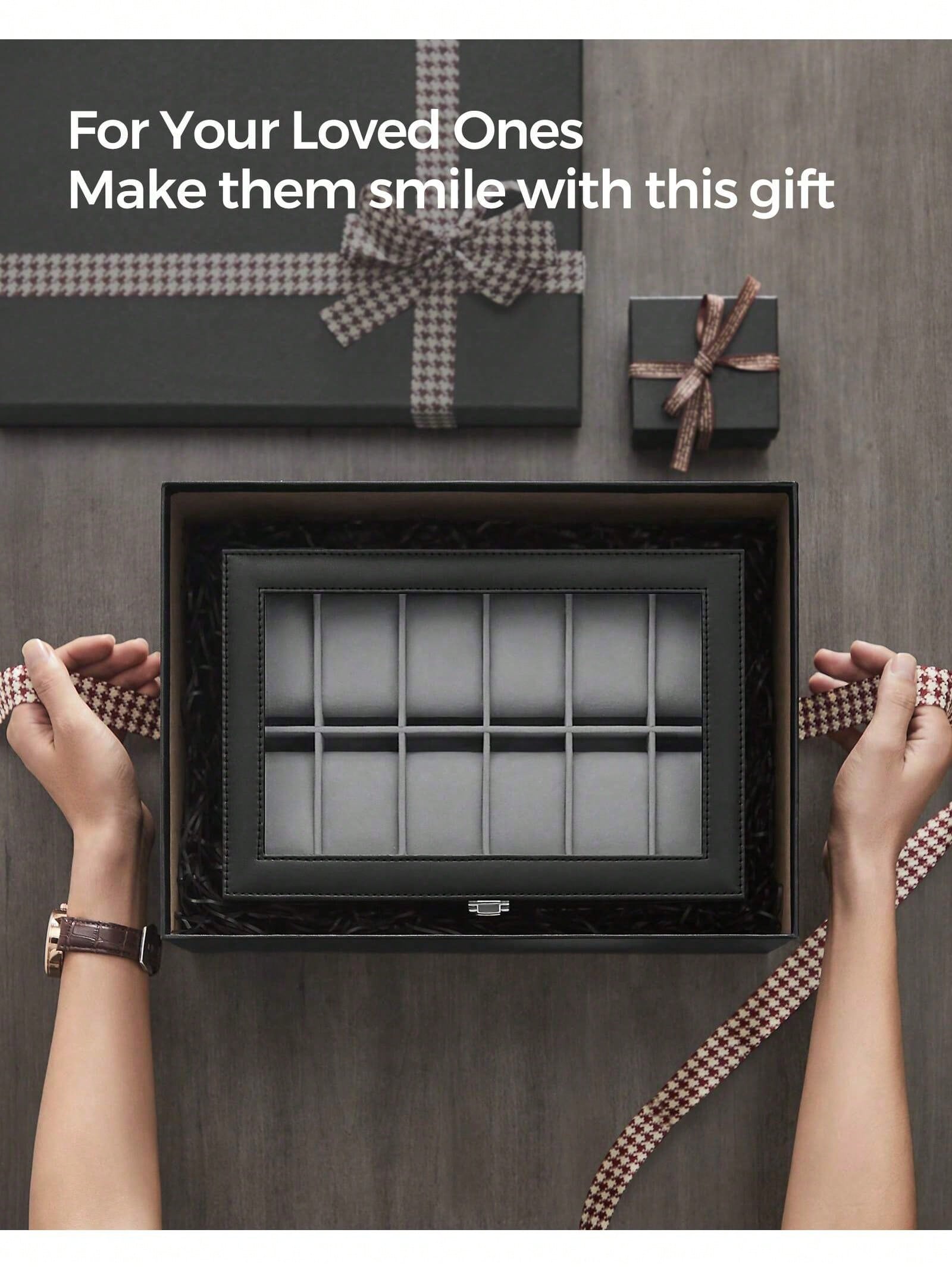 12-Slot Lockable Watch Box wit - Glass Cabinet Display ulasan dan harga