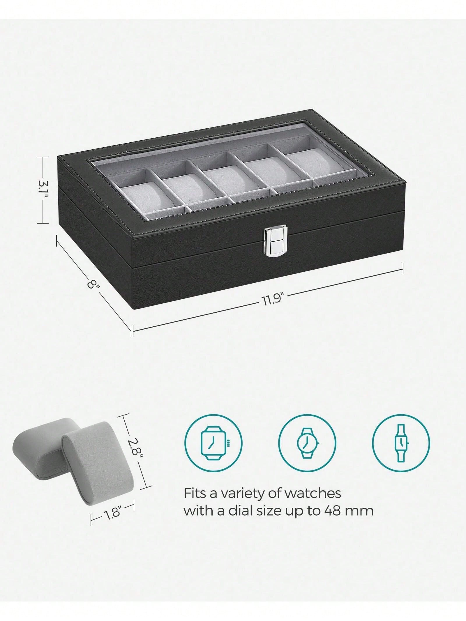 12-Slot Lockable Watch Box wit - Glass Cabinet Display ulasan dan harga